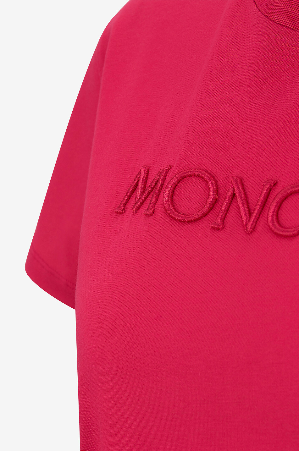 MONCLER Sateen sheen logo embroidered short-sleeved T-shirt Women DARK PINK 3