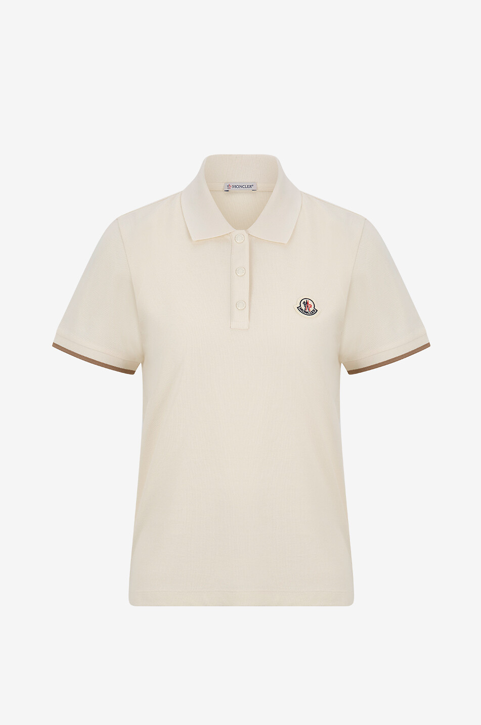 MONCLER Short-sleeved cotton piqué polo shirt Women WHITE 1