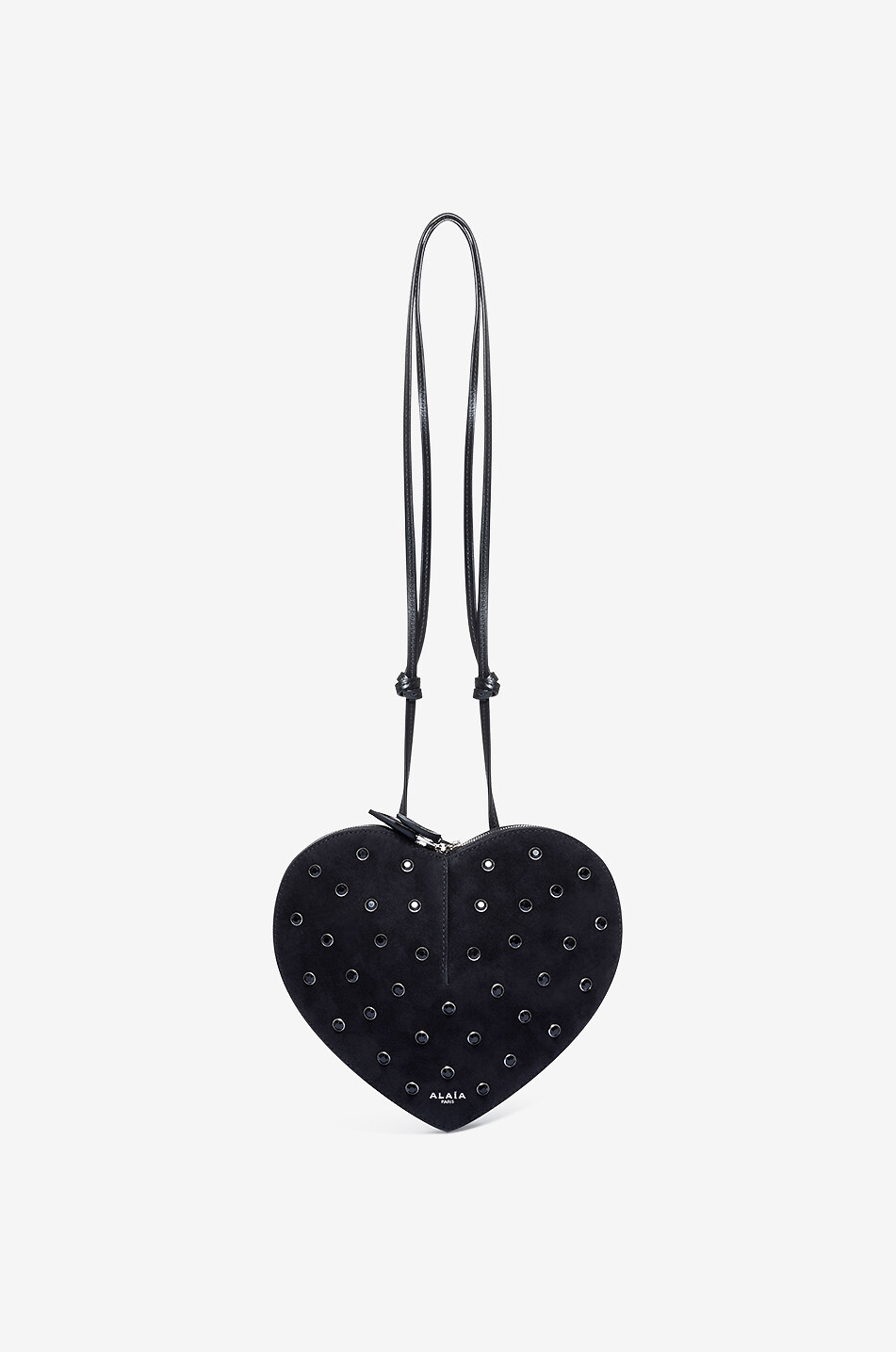 ALAÏA Le Coeur suede and rhinestone shoulder bag Women BLACK 3
