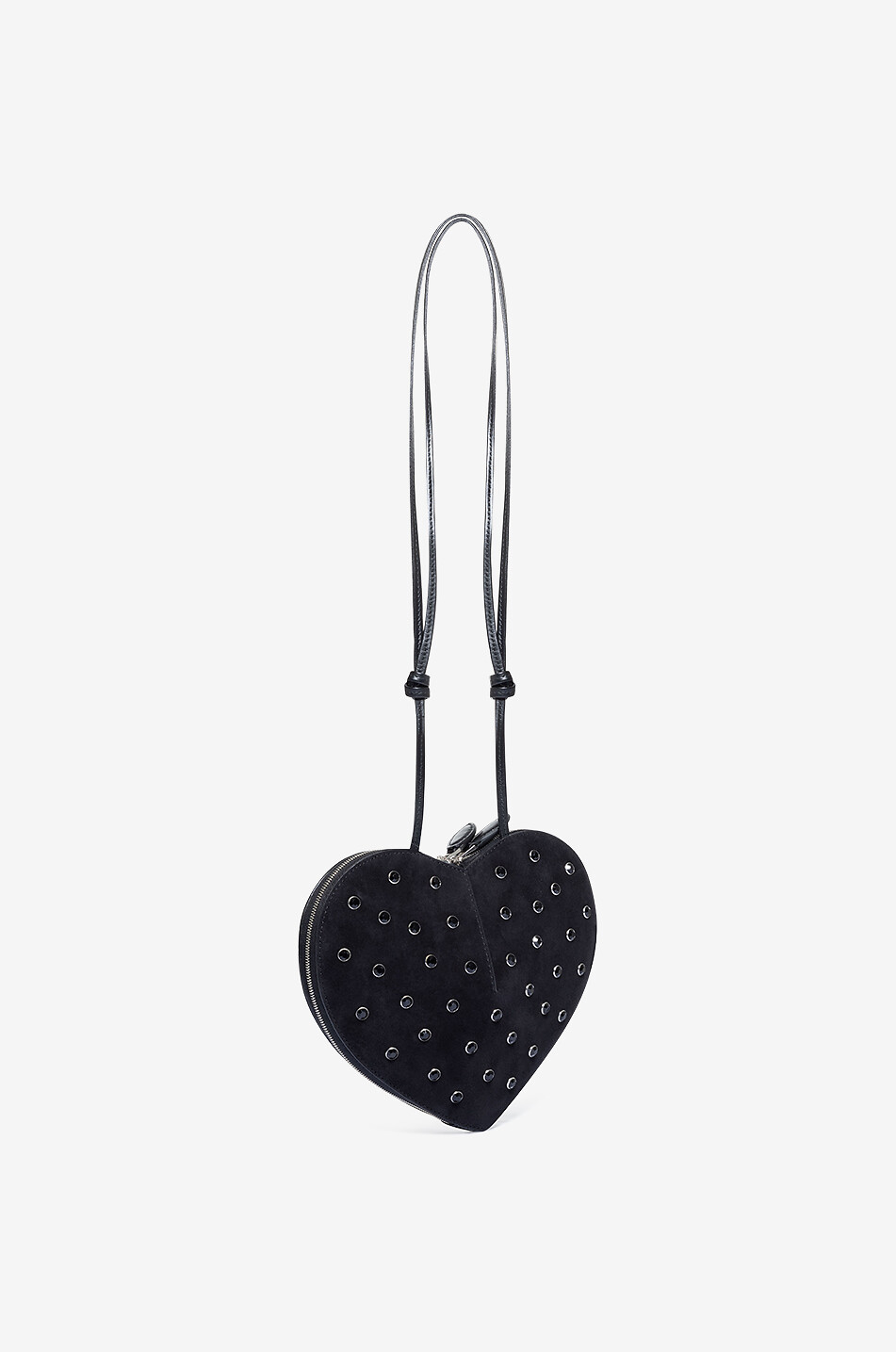 ALAÏA Le Coeur suede and rhinestone shoulder bag Women BLACK 2