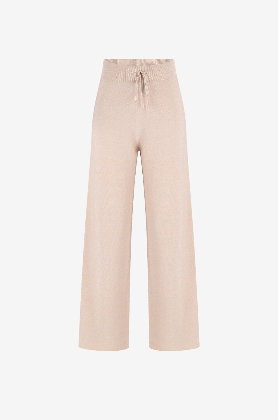 Pantalon large taille haute en maille lurex