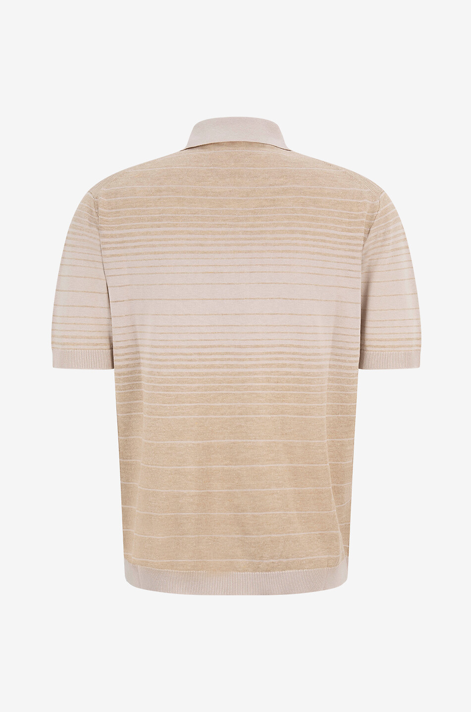 MAURIZIO BALDASSARI Linen and silk short-sleeved striped knit polo shirt Men Light beige 2