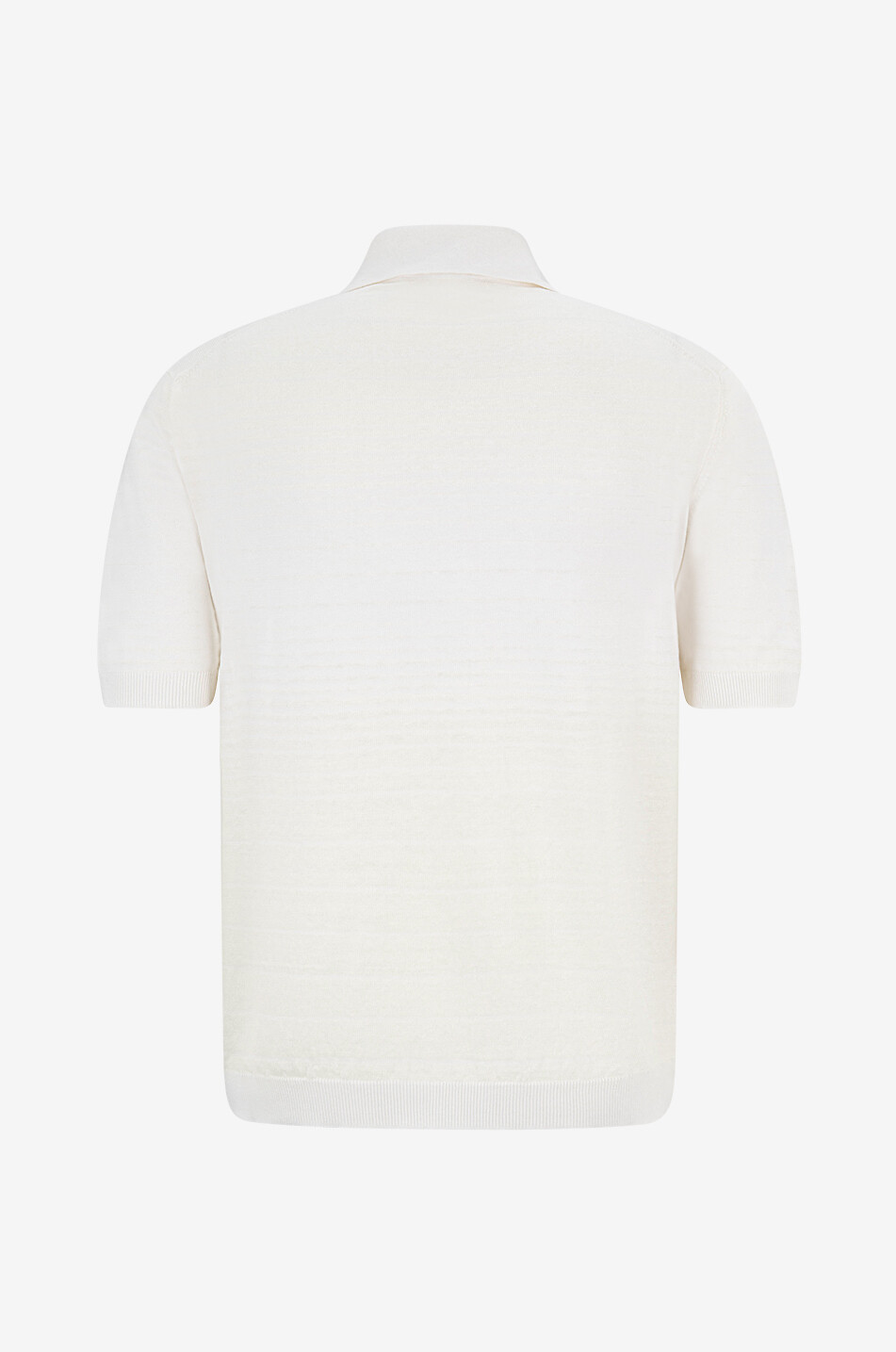 MAURIZIO BALDASSARI Kurzärmeliges gestreiftes Strick-Polohemd aus Leinen und Seide Herren WEISS 2