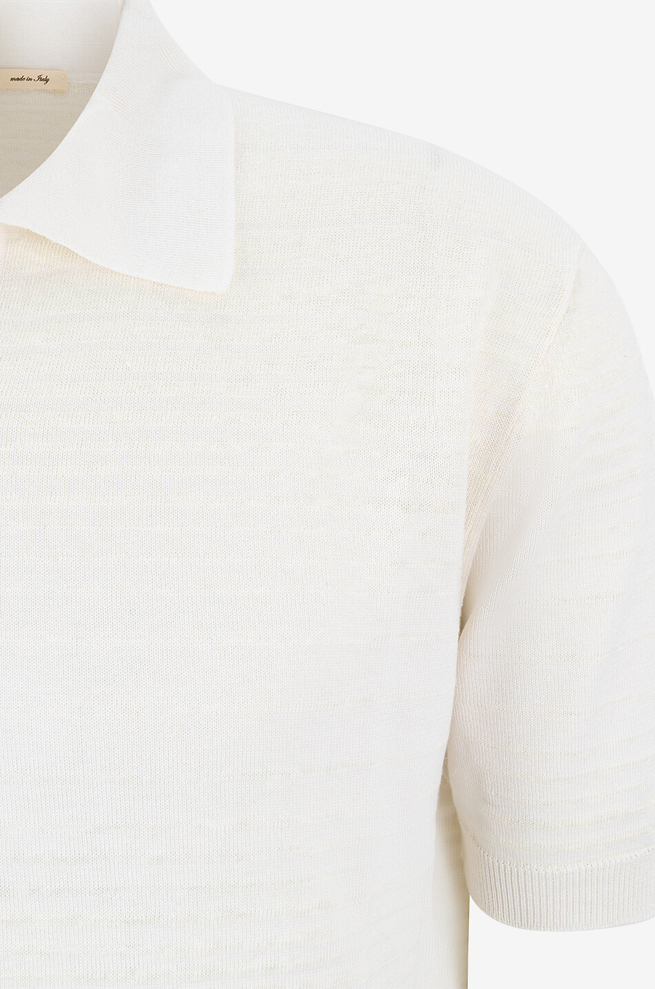 MAURIZIO BALDASSARI Kurzärmeliges gestreiftes Strick-Polohemd aus Leinen und Seide Herren WEISS 3