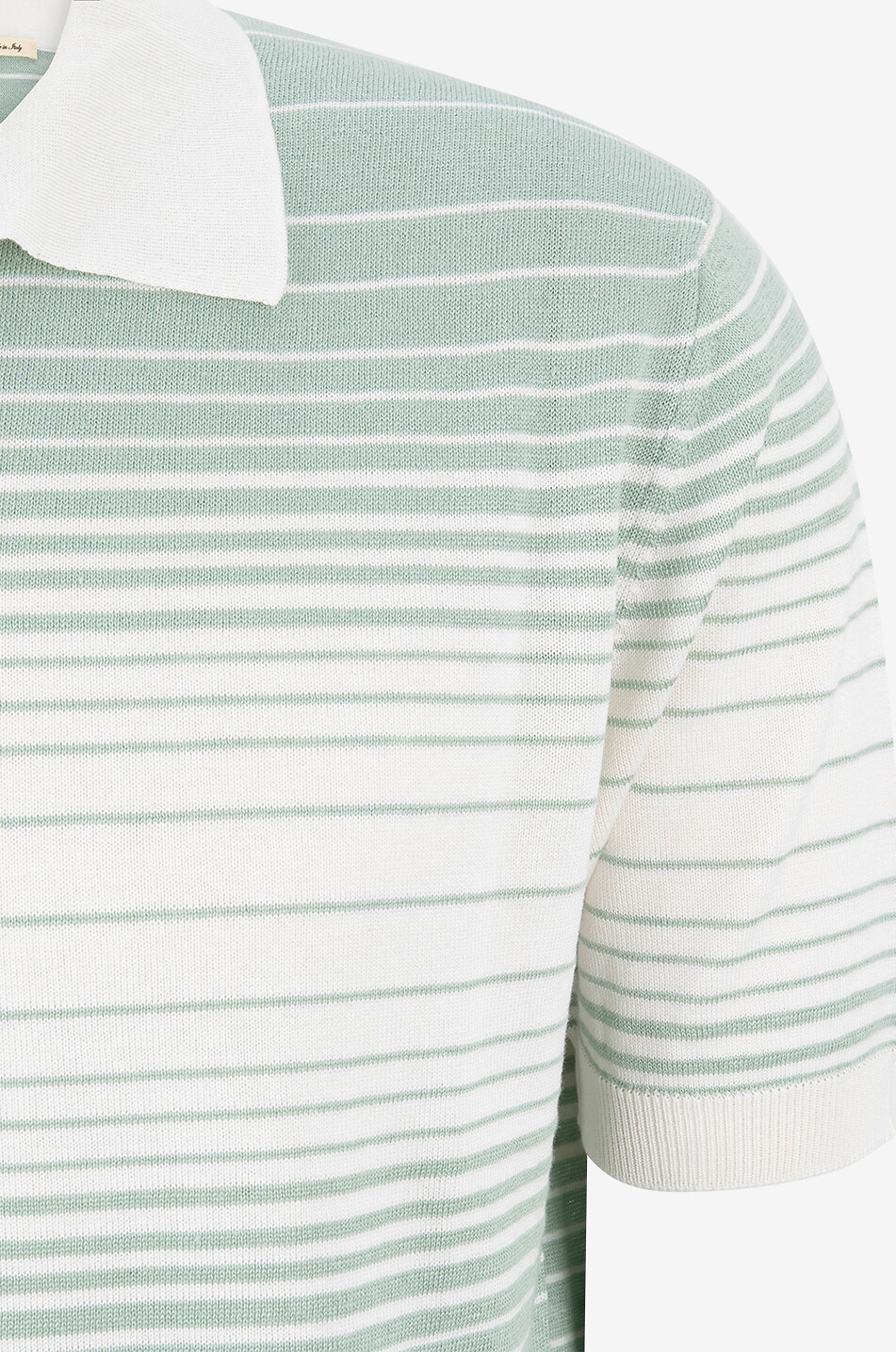 MAURIZIO BALDASSARI Polo rayé à manches courtes en maille de lin et soie Homme VERT CLAIR 3