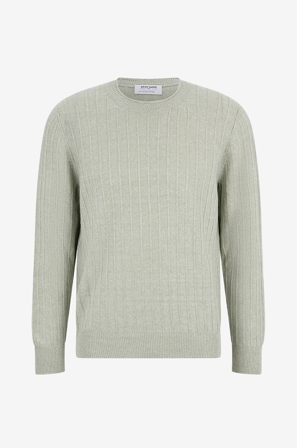 Gerippter Rundhalspullover aus Leinen und Baumwolle