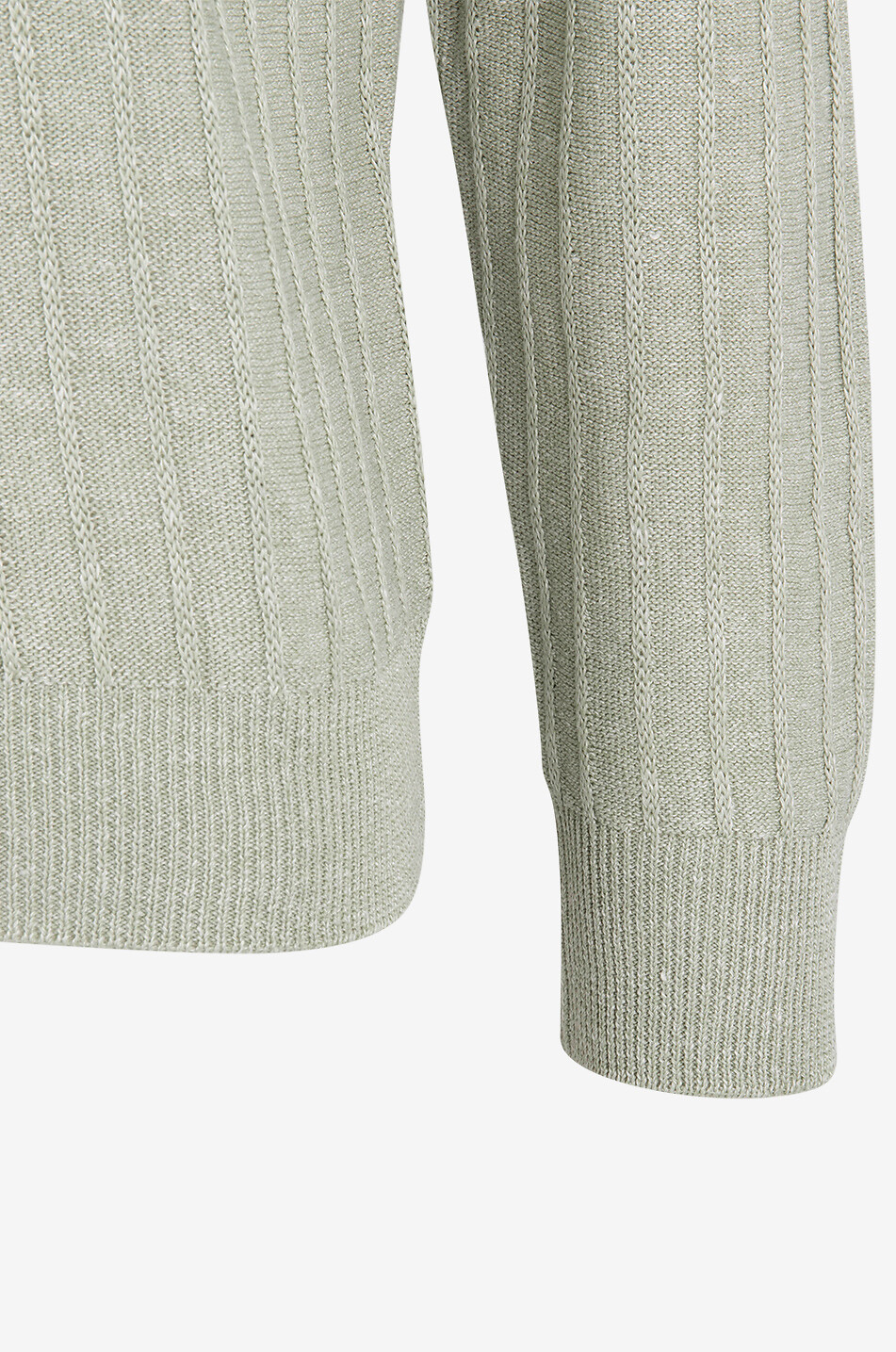 Gerippter Rundhalspullover aus Leinen und Baumwolle