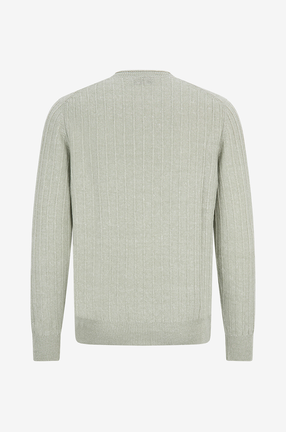 Gerippter Rundhalspullover aus Leinen und Baumwolle