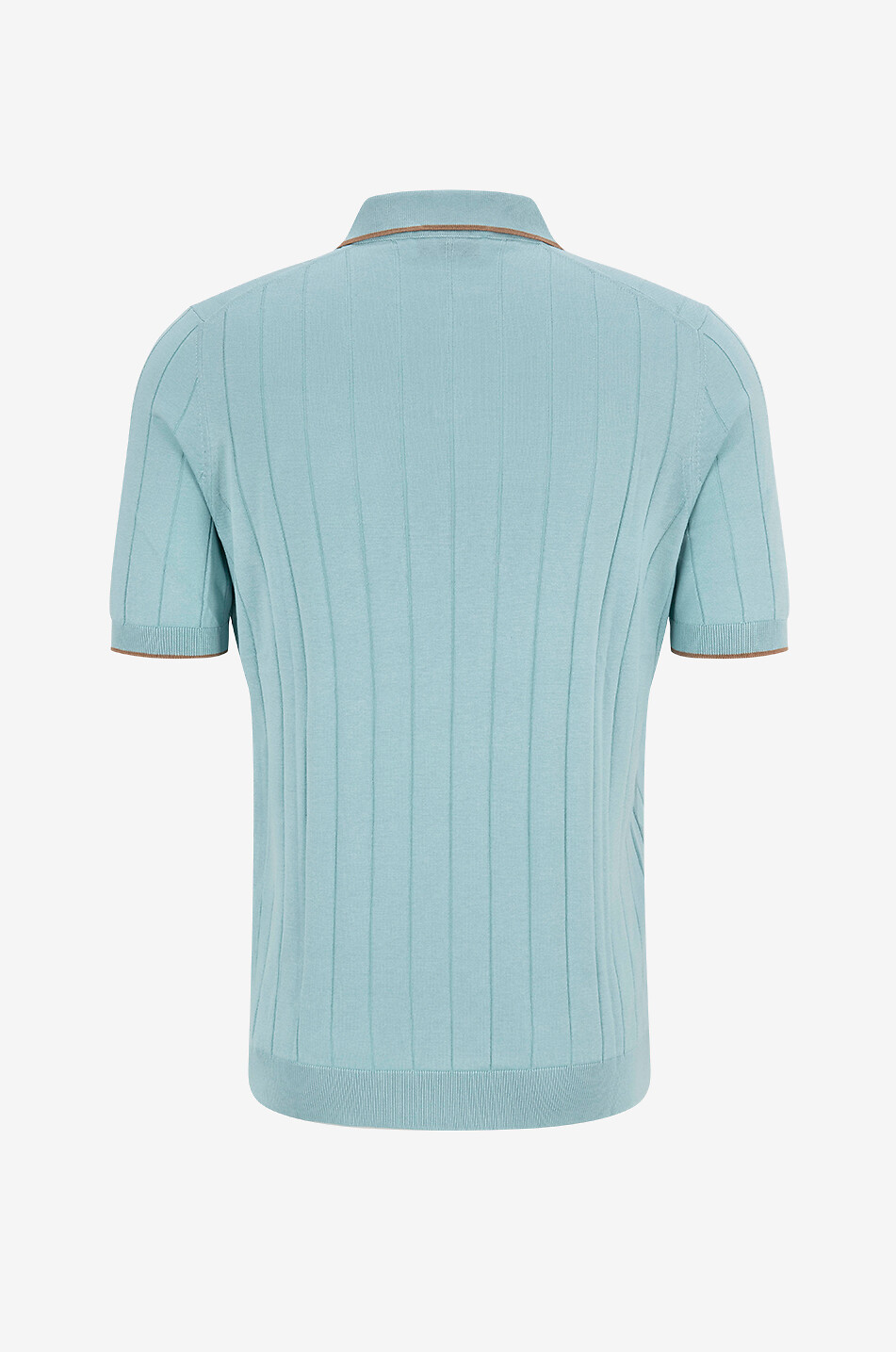 GRAN SASSO Silk fine-gauge rib knit short-sleeved polo shirt Men LIGHT GREEN 2