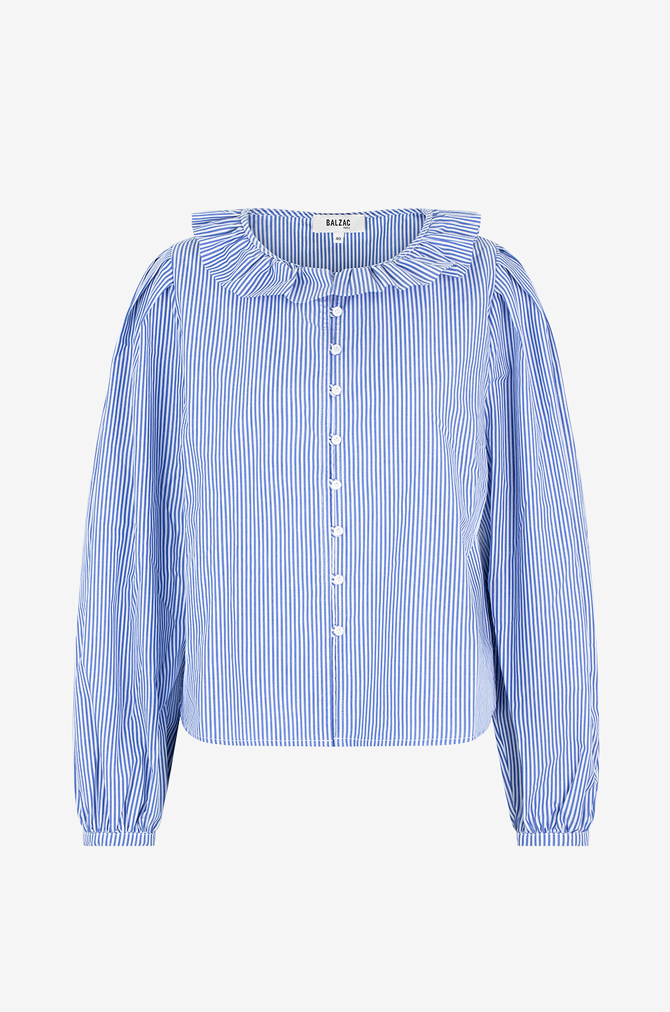 BALZAC PARIS Davis striped shirt with ruffle collar Women BLUE 1