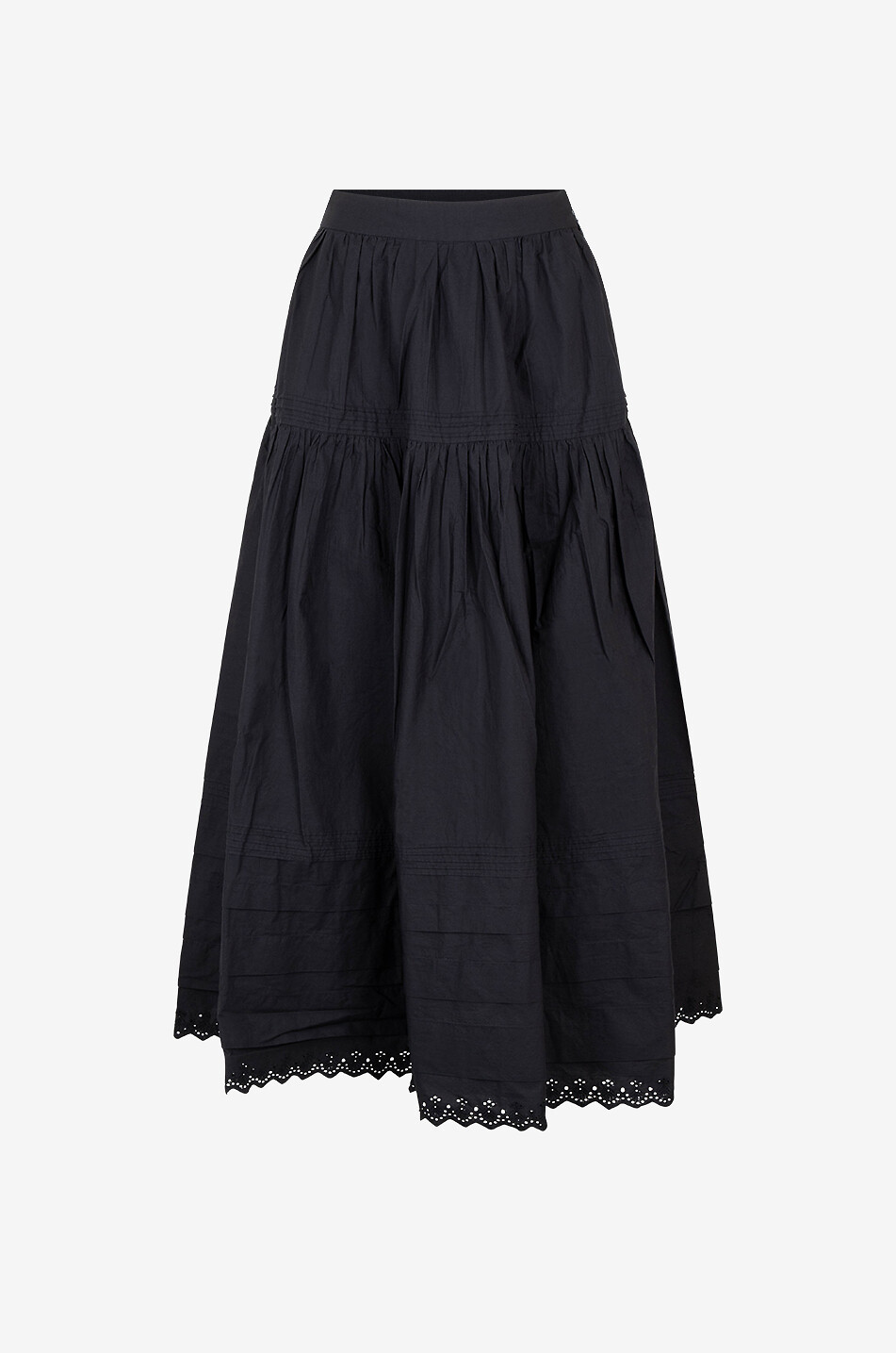 Sebastiane flared embroidered poplin midi skirt