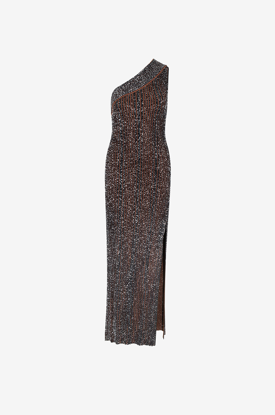 MISSONI One-shoulder rib knit long dress Women MULTI COLOURED 1