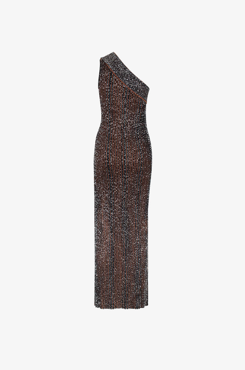 MISSONI One-shoulder rib knit long dress Women MULTI COLOURED 2