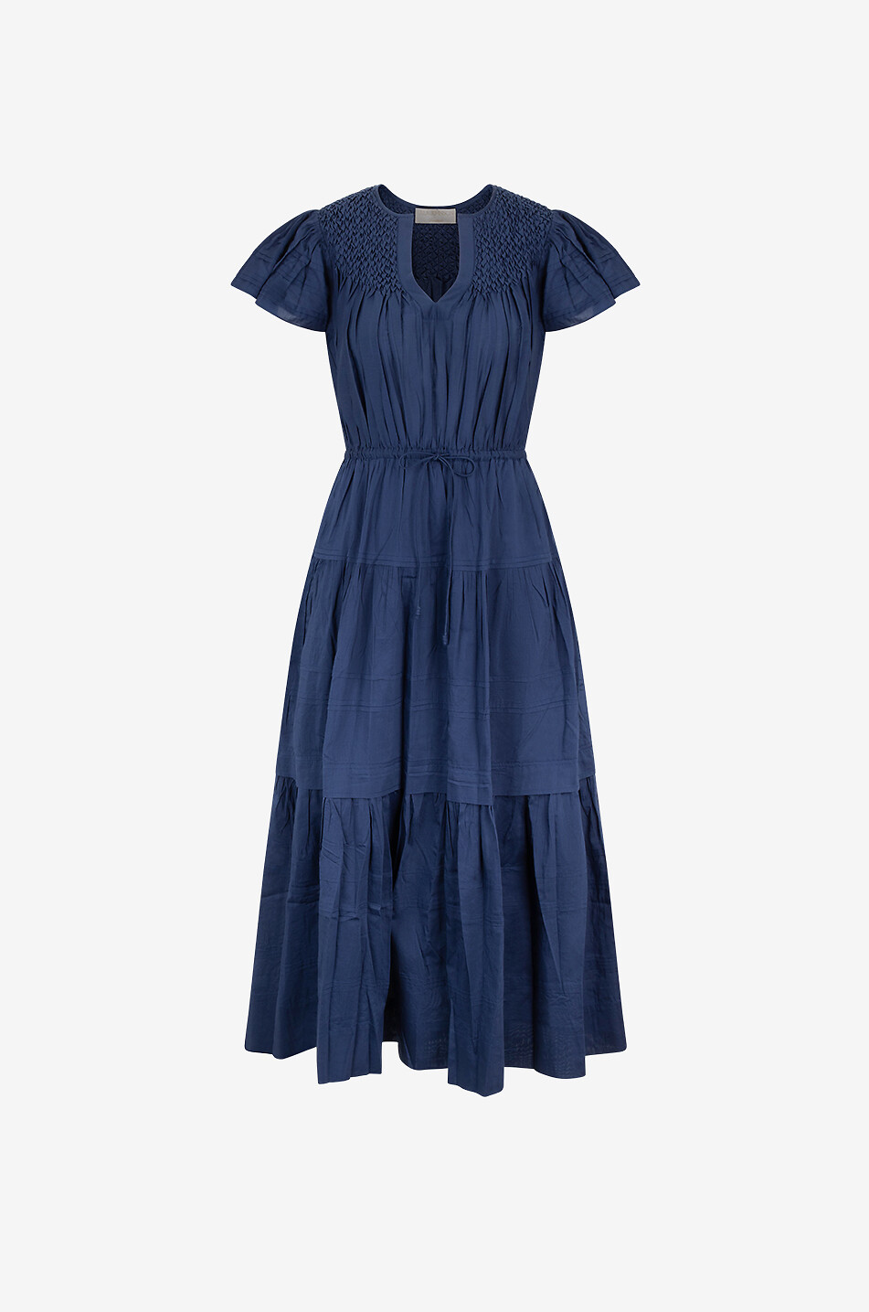 ULLA JOHNSON Robe midi en coton et soie Marika Femme BLEU FONCE 1