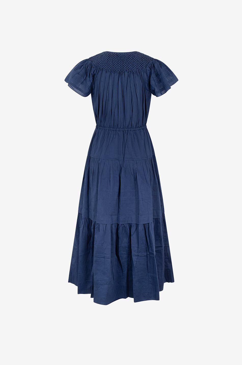 ULLA JOHNSON Robe midi en coton et soie Marika Femme BLEU FONCE 2