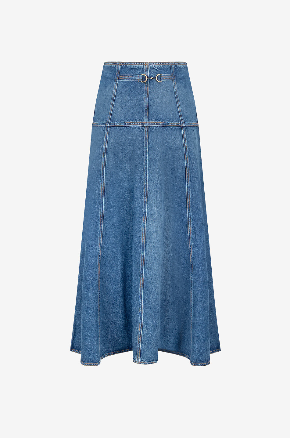 ULLA JOHNSON Brigette long flared denim skirt Women BLUE 2