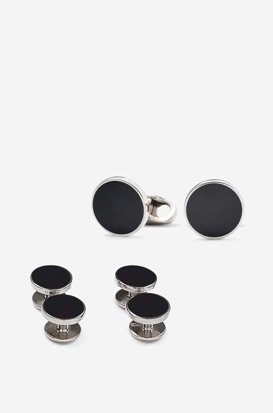 MON ART FIRENZE Biagio round enamelled cufflinks and buttons Men BLACK 1