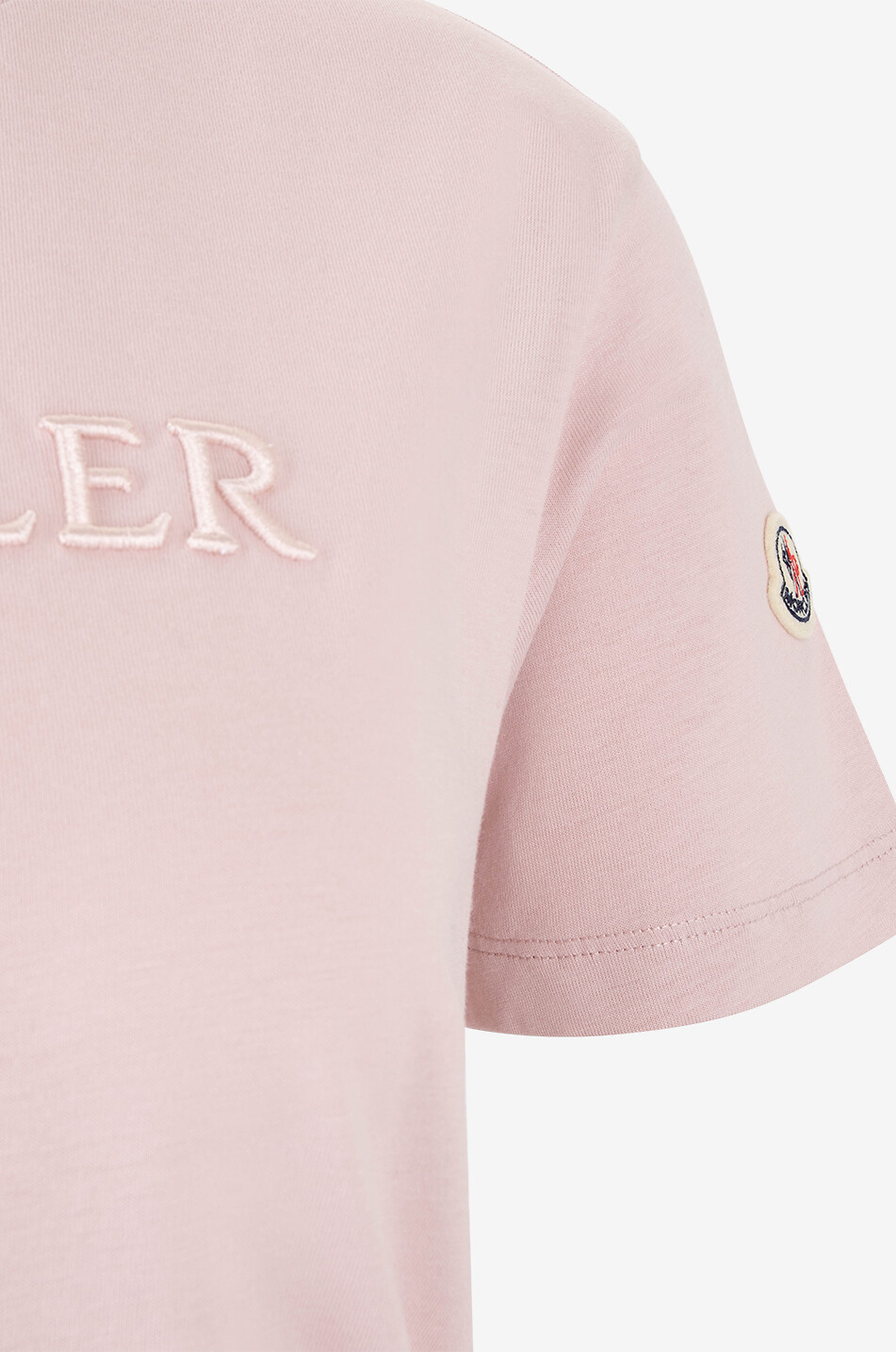MONCLER Kurzarm-T-Shirt mit satinierter Logostickerei Damen ROSA 3