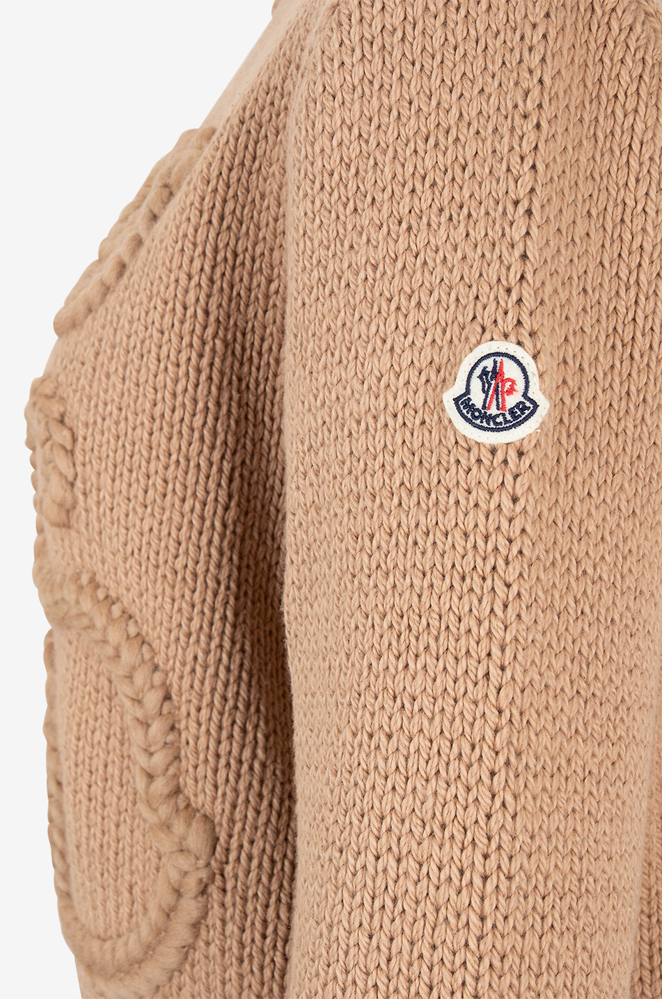 MONCLER Pull à col rond en coton à broderie logo Femme BEIGE 3