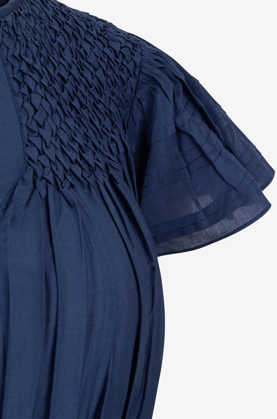 ULLA JOHNSON Robe midi en coton et soie Marika Femme BLEU FONCE 3