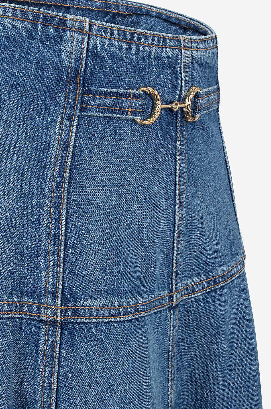 ULLA JOHNSON Brigette long flared denim skirt Women BLUE 4