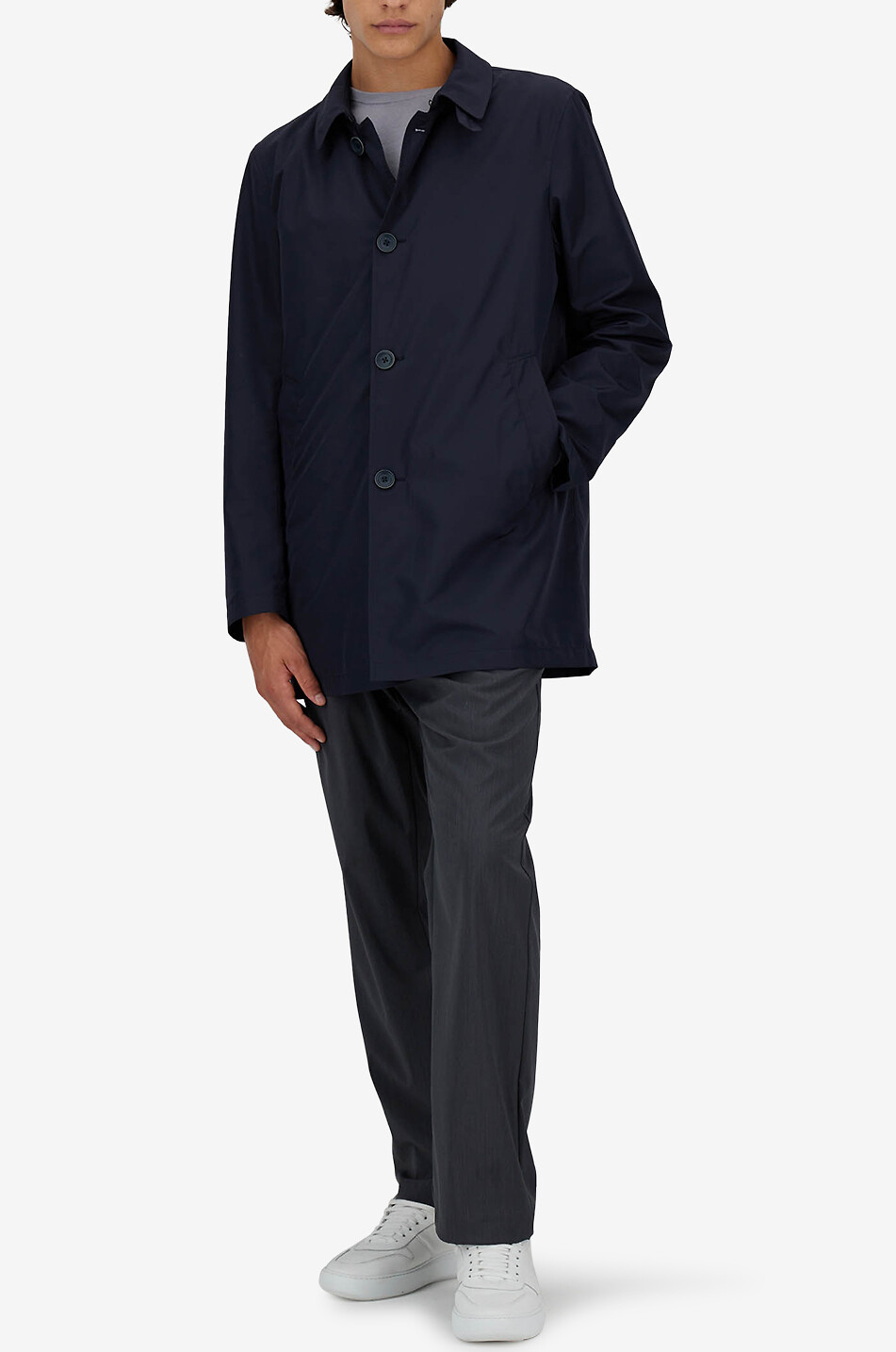 HERNO Imperméable à col chemise Homme BLEU FONCE 3