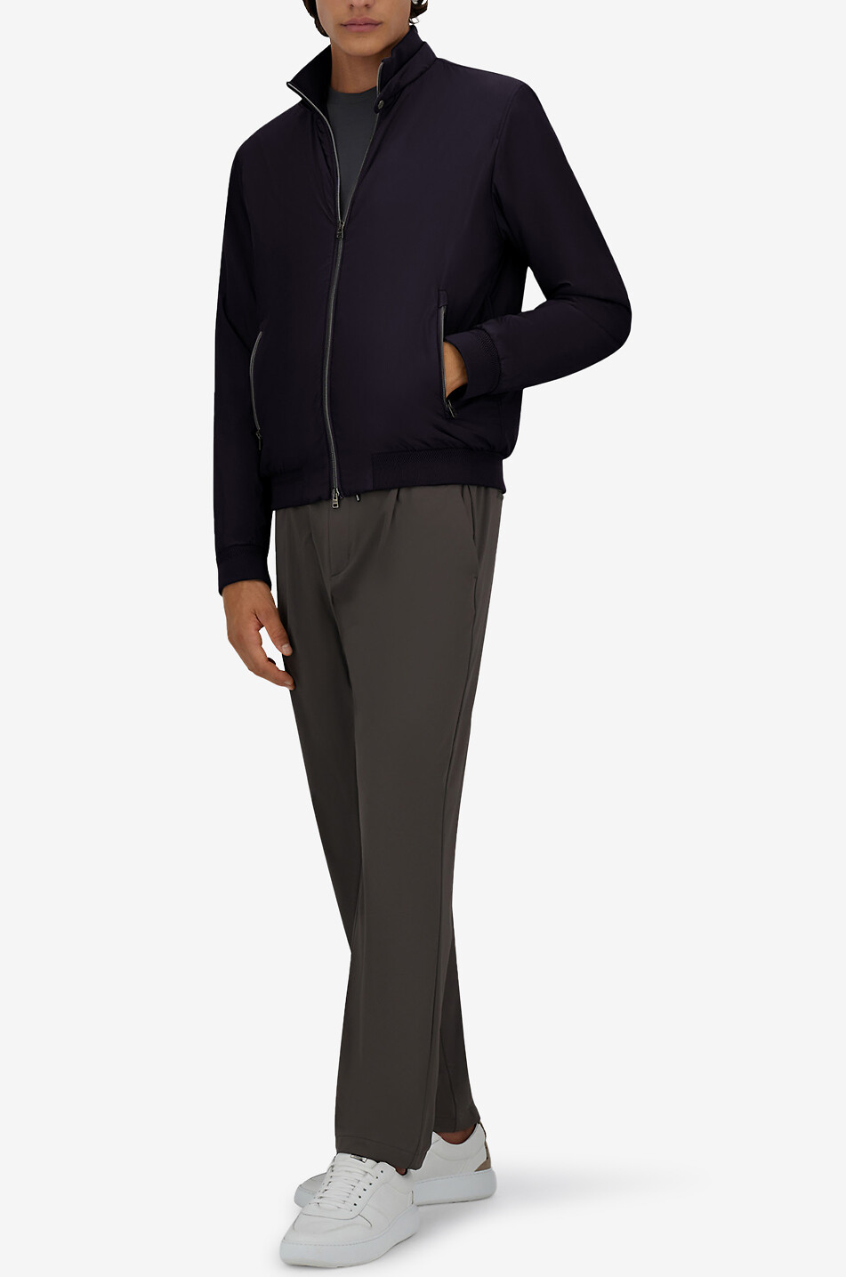 Bomber jacket with high collar