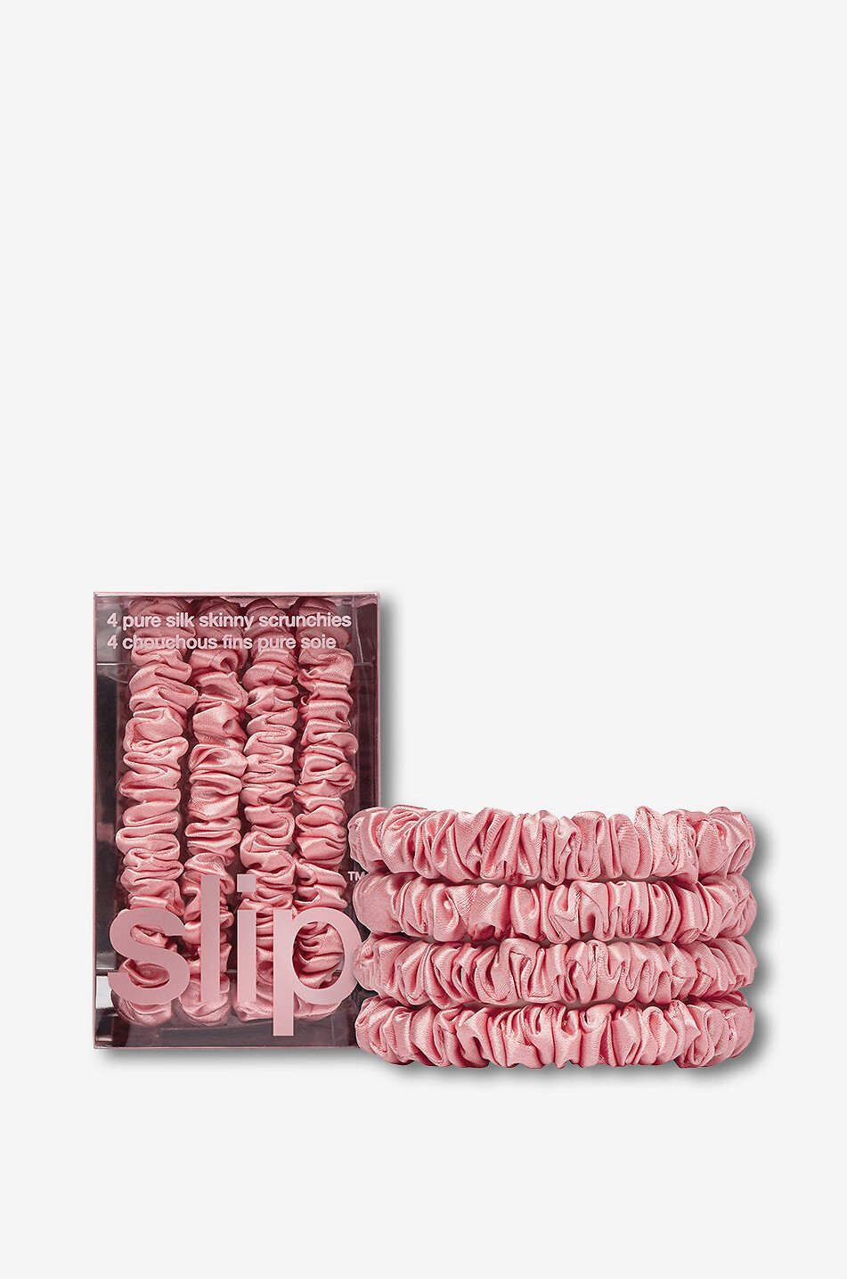SLIP 4er-Set Seidenhaargummis Slip Pure Skinny Rose Unisex ROSA 1