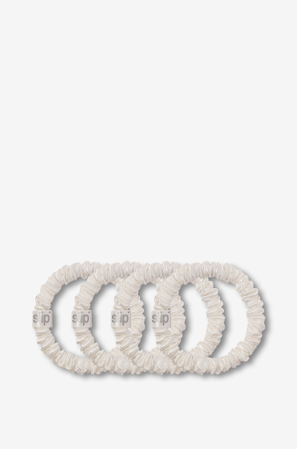SLIP Slip Pure Skinny White set of 4 silk scrunchies Unisex WHITE 2