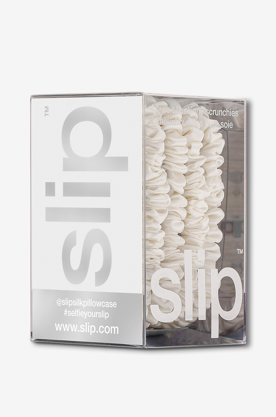 SLIP Slip Pure Skinny White set of 4 silk scrunchies Unisex WHITE 5