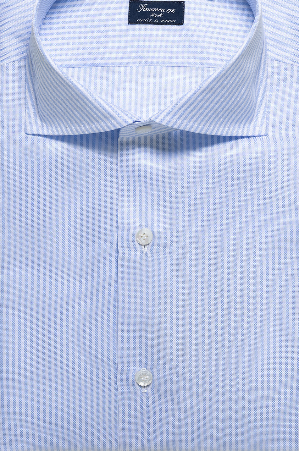 FINAMORE Langärmeliges gestreiftes Hemd Napoli Herren HELLBLAU 2