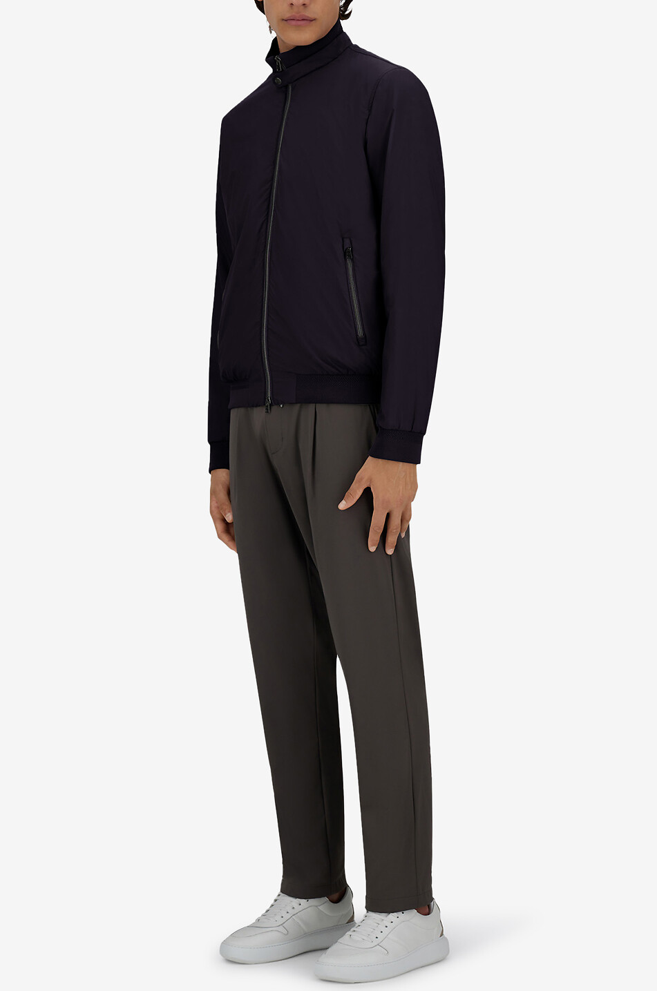 Bomber jacket with high collar