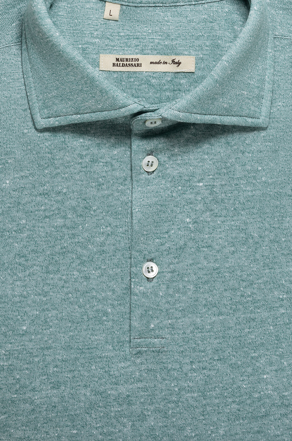 MAURIZIO BALDASSARI Kurzärmeliges Polohemd aus Leinen- und Baumwolljersey Herren HELLGRÜN 2