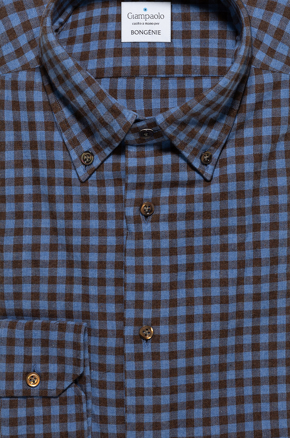 GIAMPAOLO Gingham check flannel shirt Men MEDIUM BLUE 2