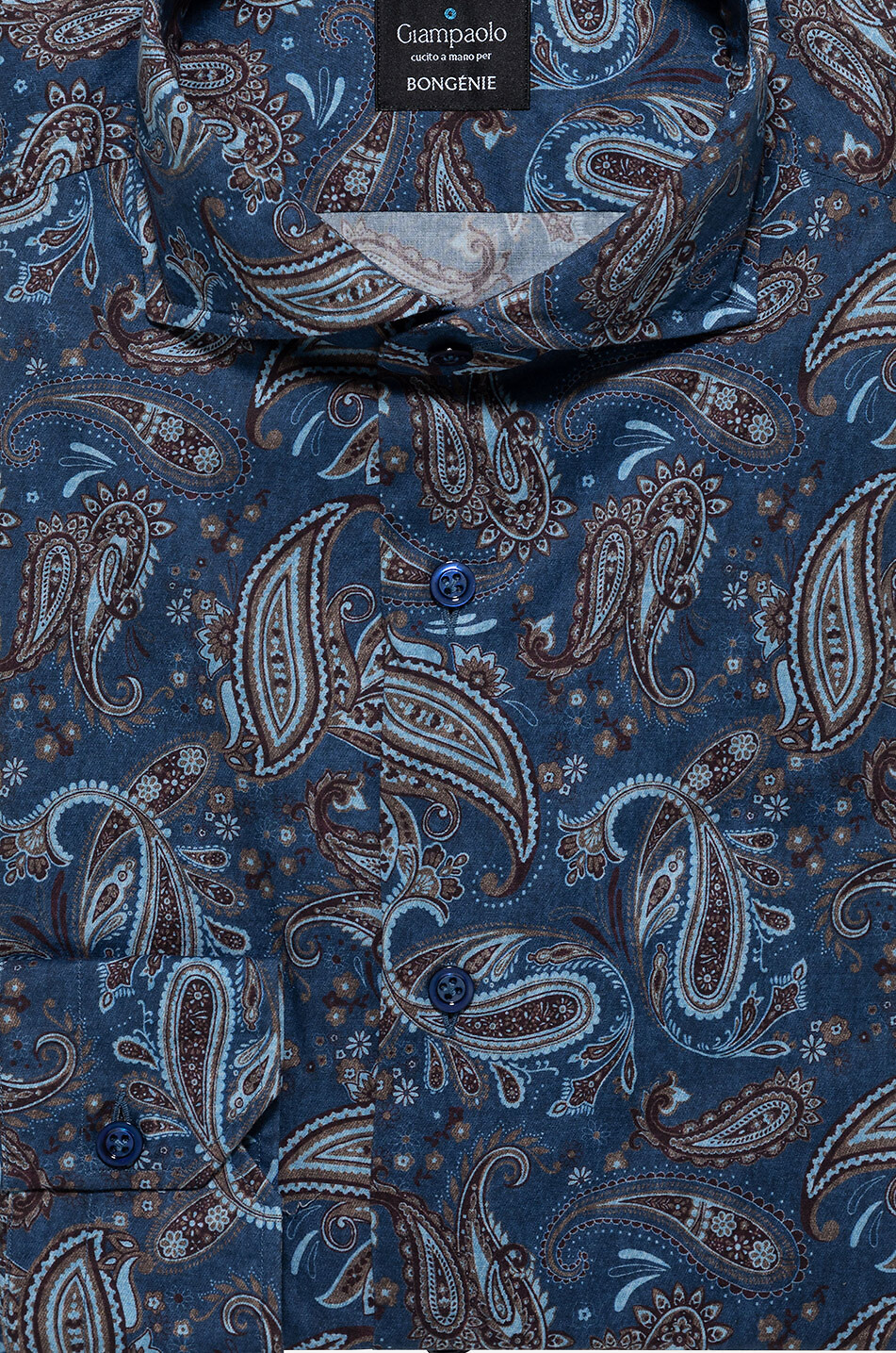 GIAMPAOLO Baumwollhemd mit Paisley-Pring Herren DUNKELBLAU 2