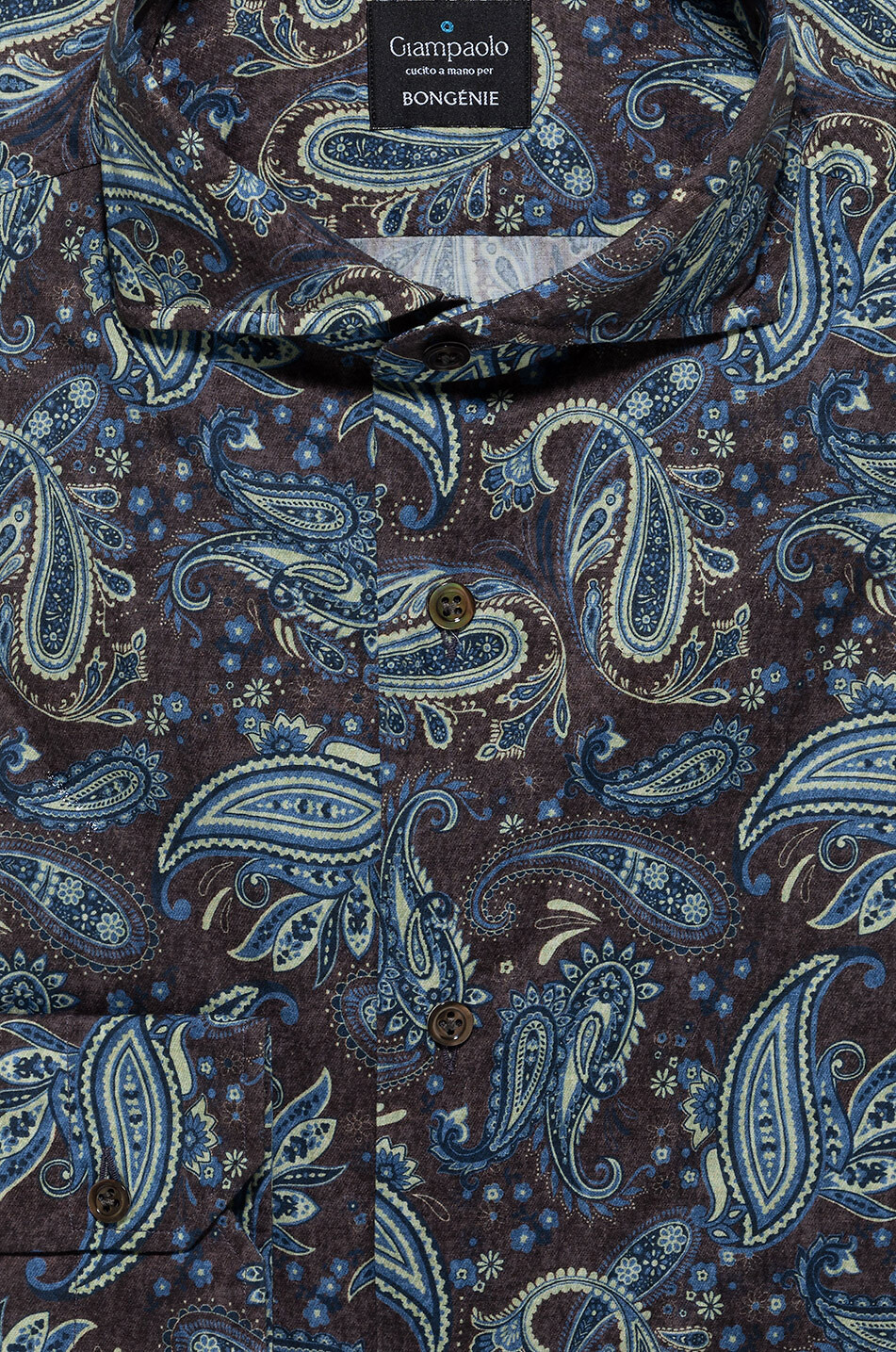 GIAMPAOLO Baumwollhemd mit Paisley-Pring Herren MITTELBRAUN 2