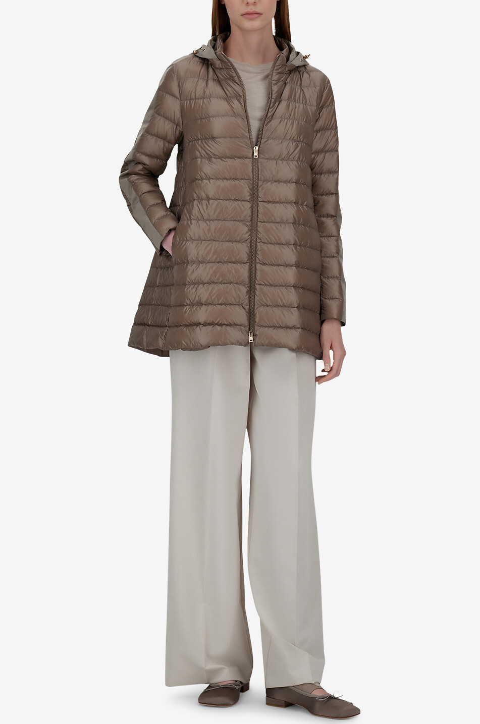 HERNO Leichte gesteppte Daunenjacke mit Kapuze Damen DUNKELBRAUN 3