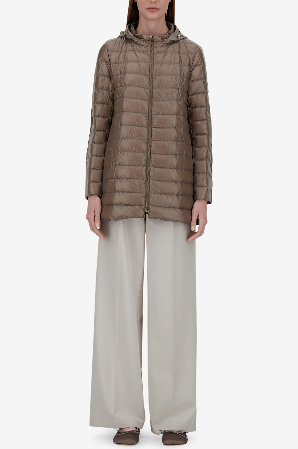 HERNO Leichte gesteppte Daunenjacke mit Kapuze Damen DUNKELBRAUN 4