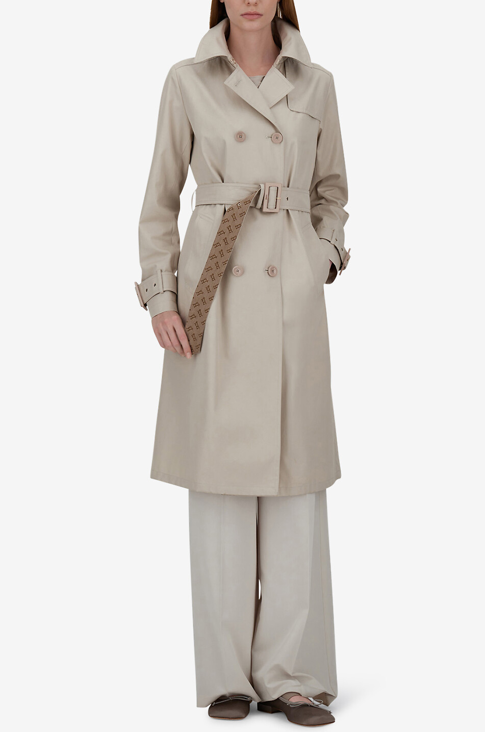 HERNO Belted long trench coat Women Light beige 3
