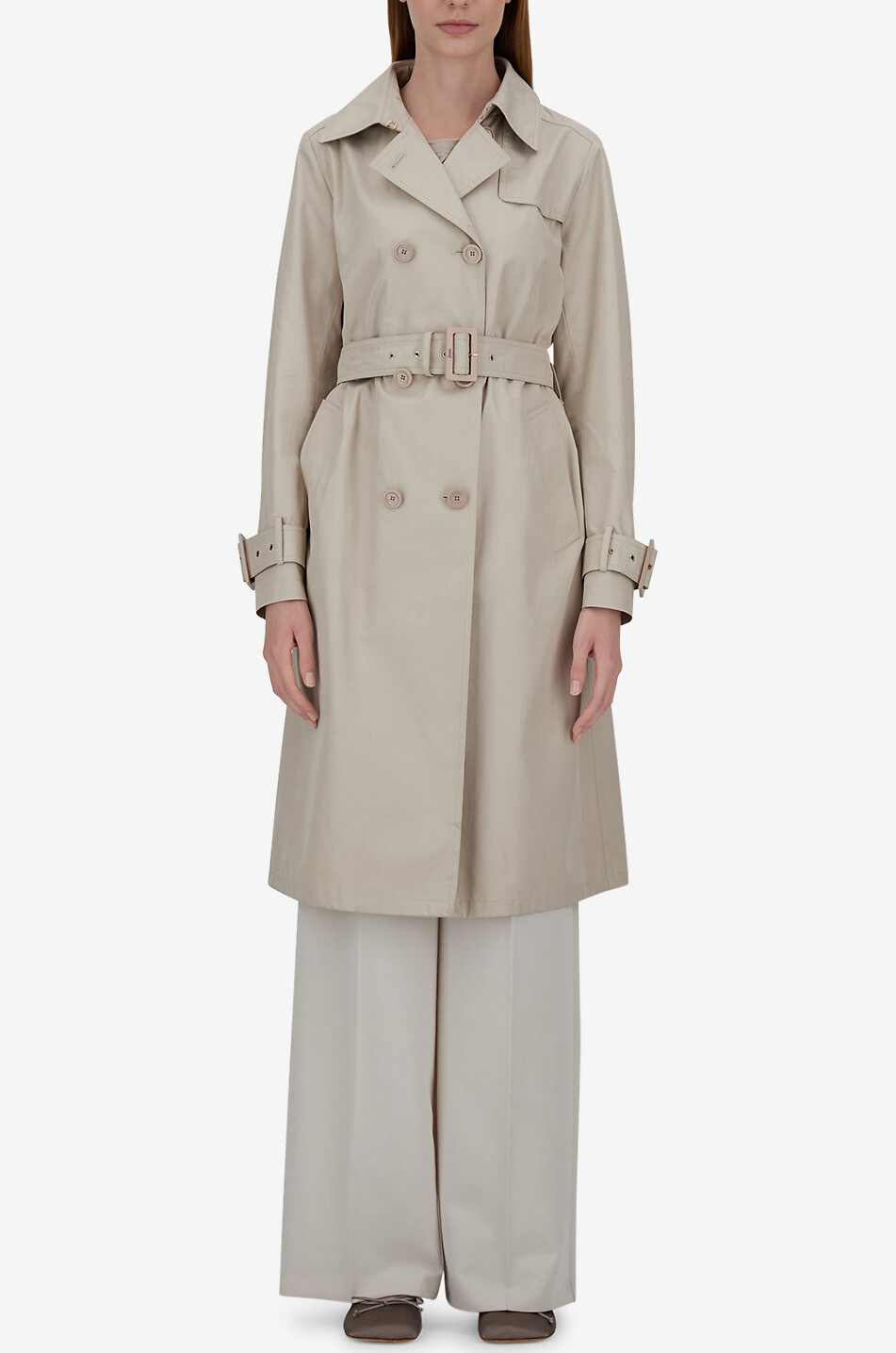 HERNO Belted long trench coat Women Light beige 4