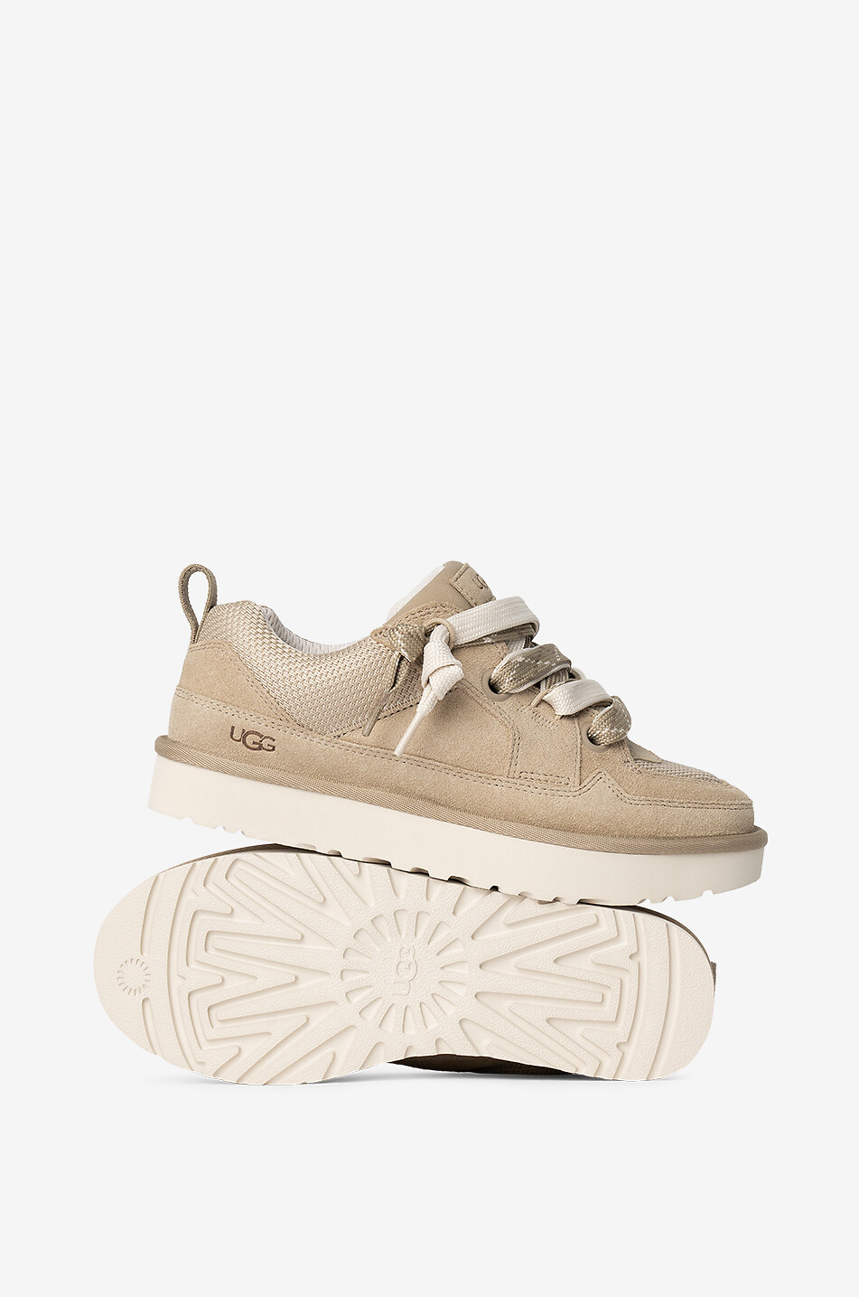 UGG Baskets basses à lacets en cuir Lo Lowmel Femme MARRON 4