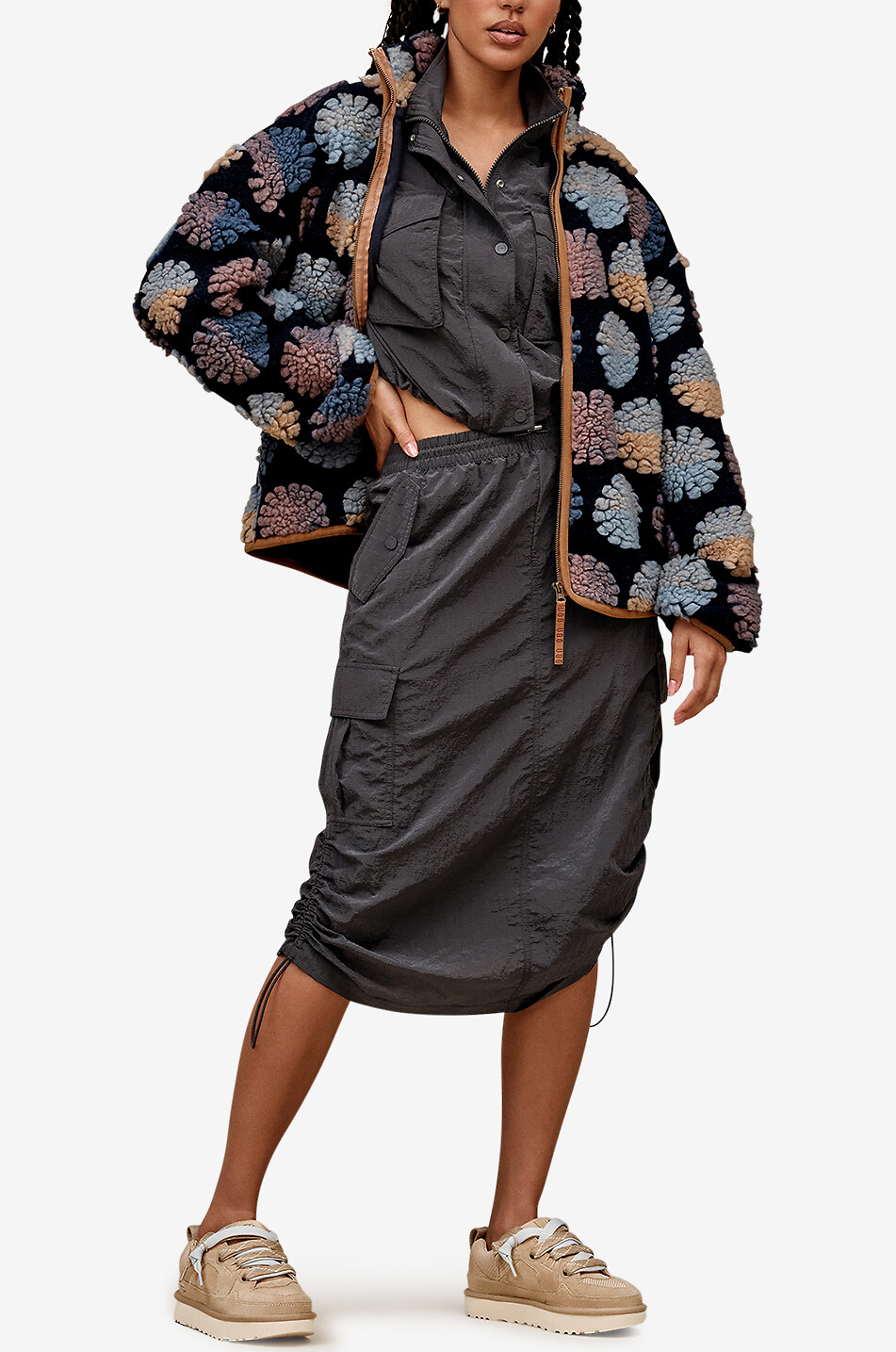 UGG Baskets basses à lacets en cuir Lo Lowmel Femme MARRON 3