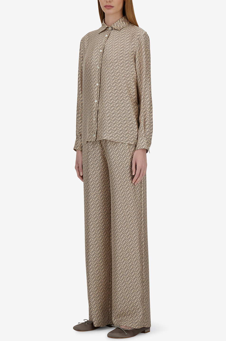 HERNO Chain printed long-sleeved shirt Women Light beige 3