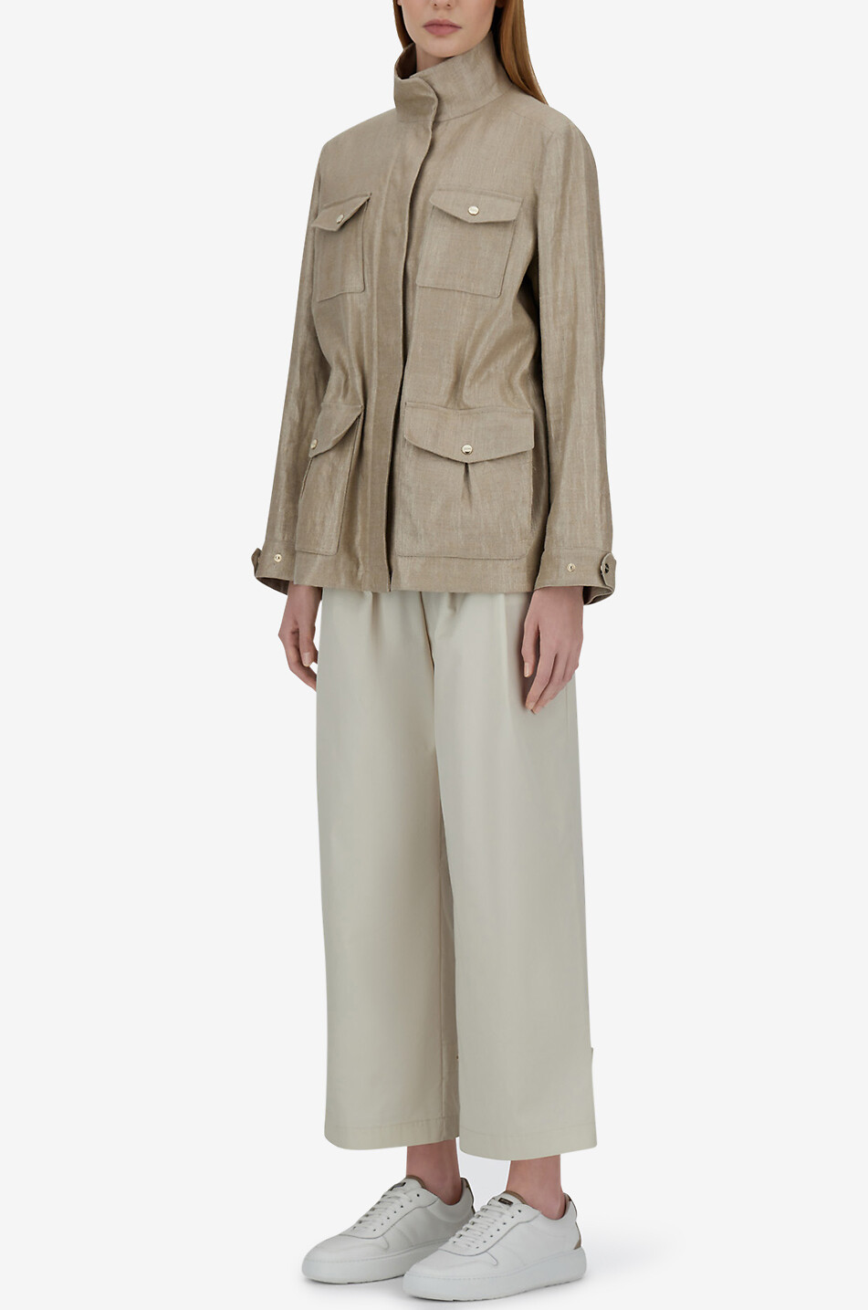 HERNO High-neck safari jacket Women LIGHT BROWN 4