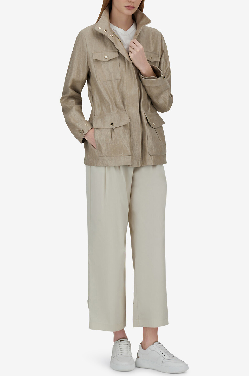 HERNO High-neck safari jacket Women LIGHT BROWN 6