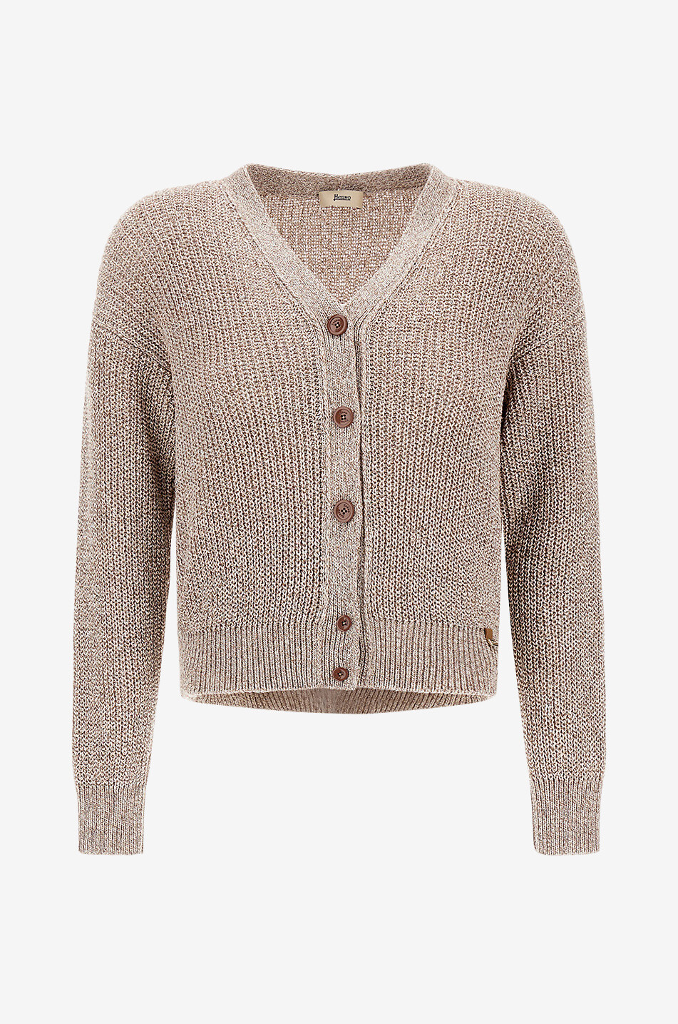 Cardigan côtelé boutonné à col V