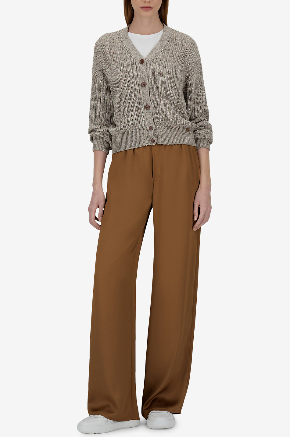 HERNO V-neck button-down cardigan Women LIGHT BROWN 2