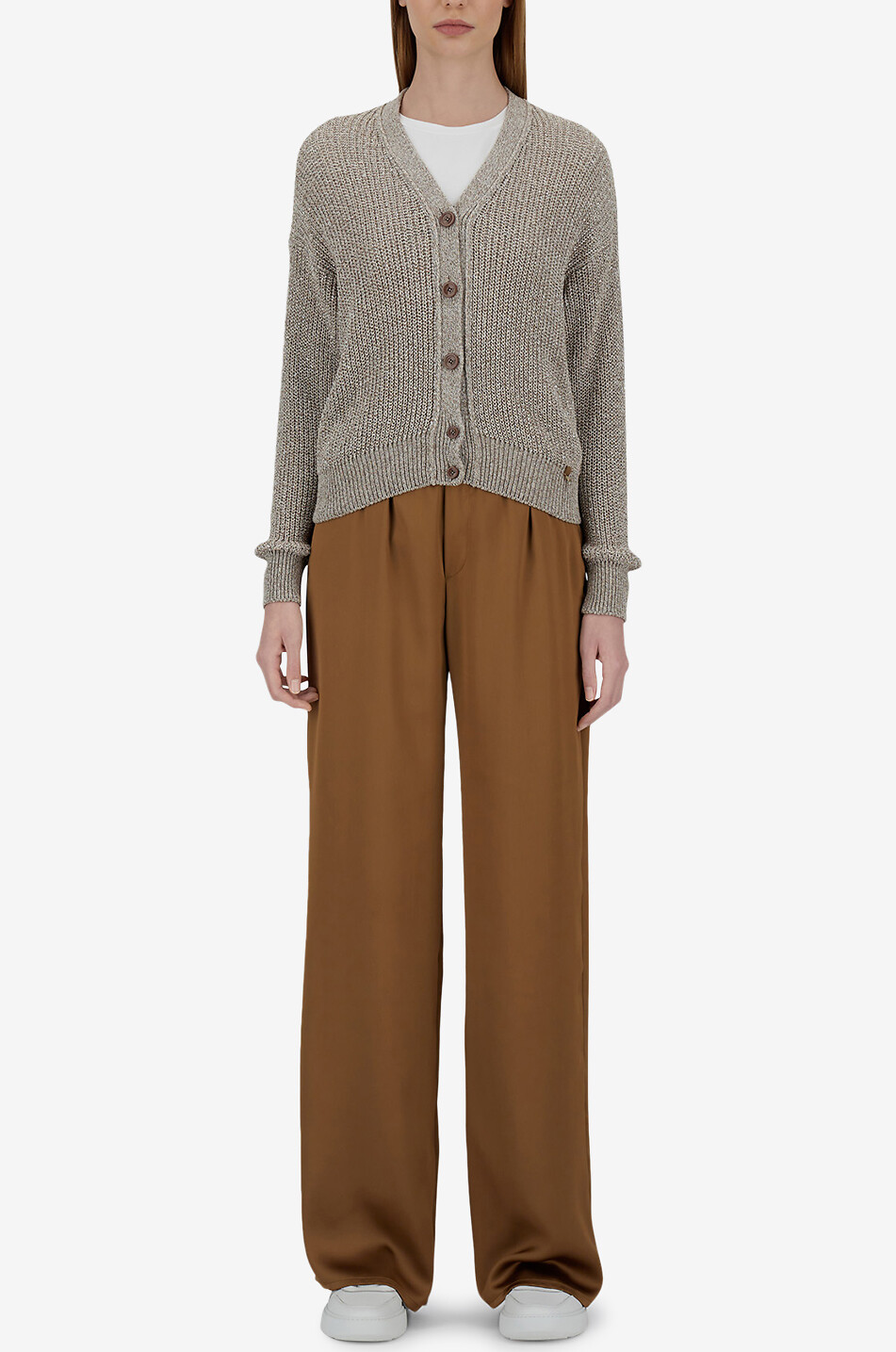 HERNO V-neck button-down cardigan Women LIGHT BROWN 3