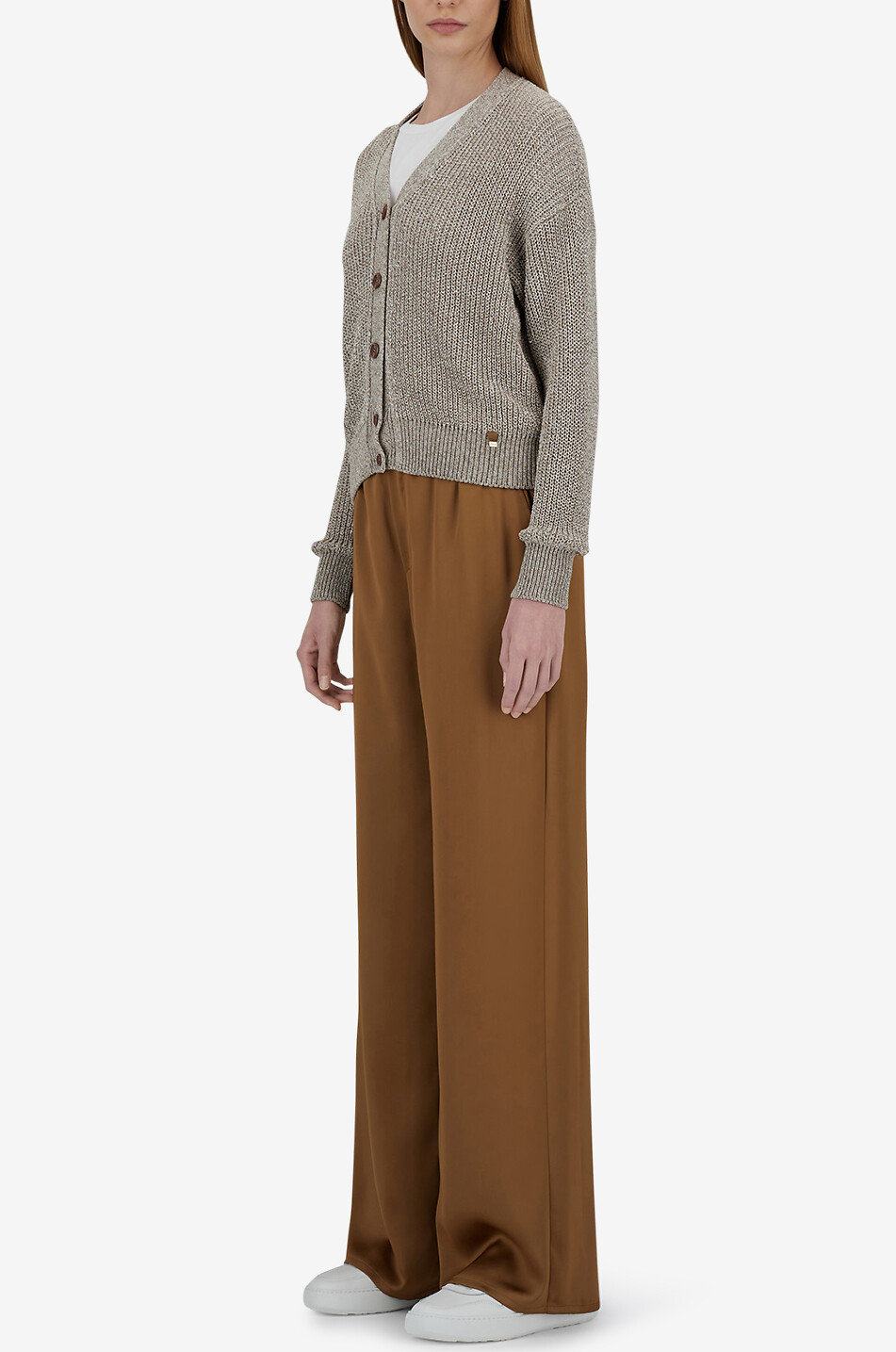 HERNO V-neck button-down cardigan Women LIGHT BROWN 4