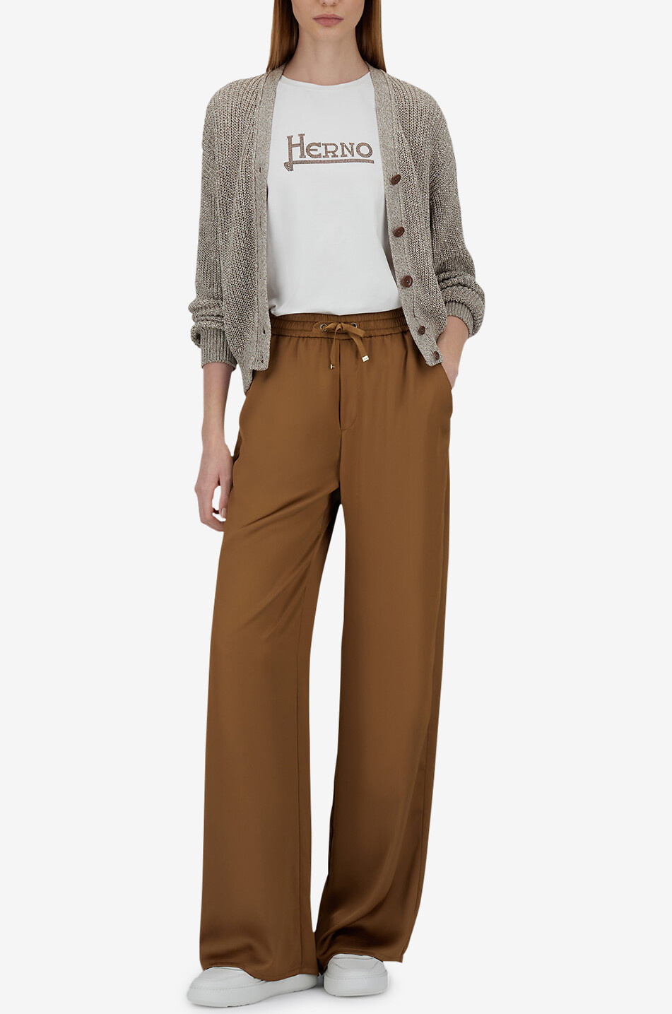 Cardigan côtelé boutonné à col V
